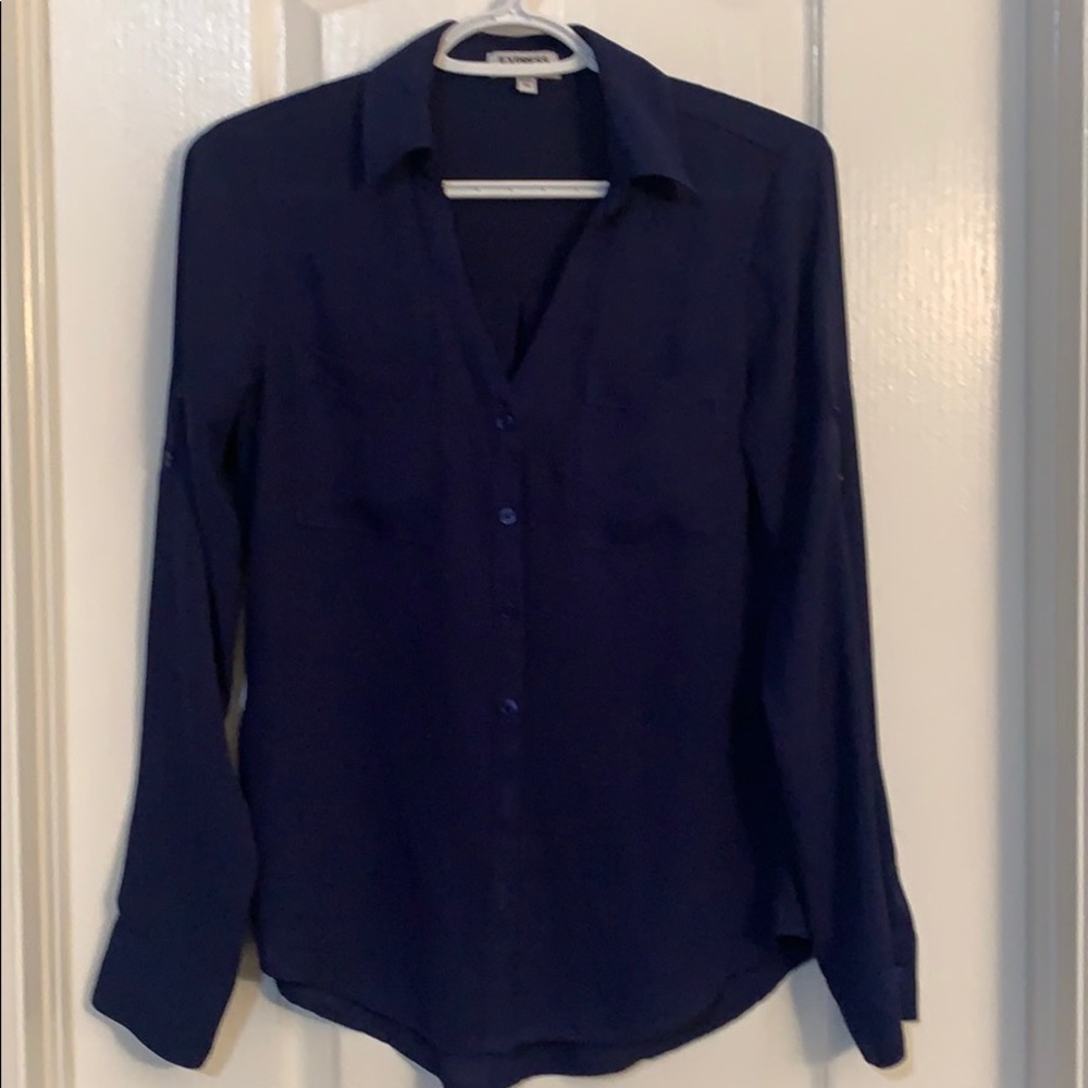 Dark Blue Chiffon Top